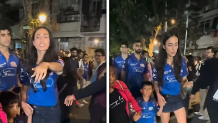 میچ دیکھنے آنے والی مہیکا شرما بوائے فرینڈ ہاردک پانڈیا کے بیٹے کو فوٹوگرافرز سے بچاتی رہیں