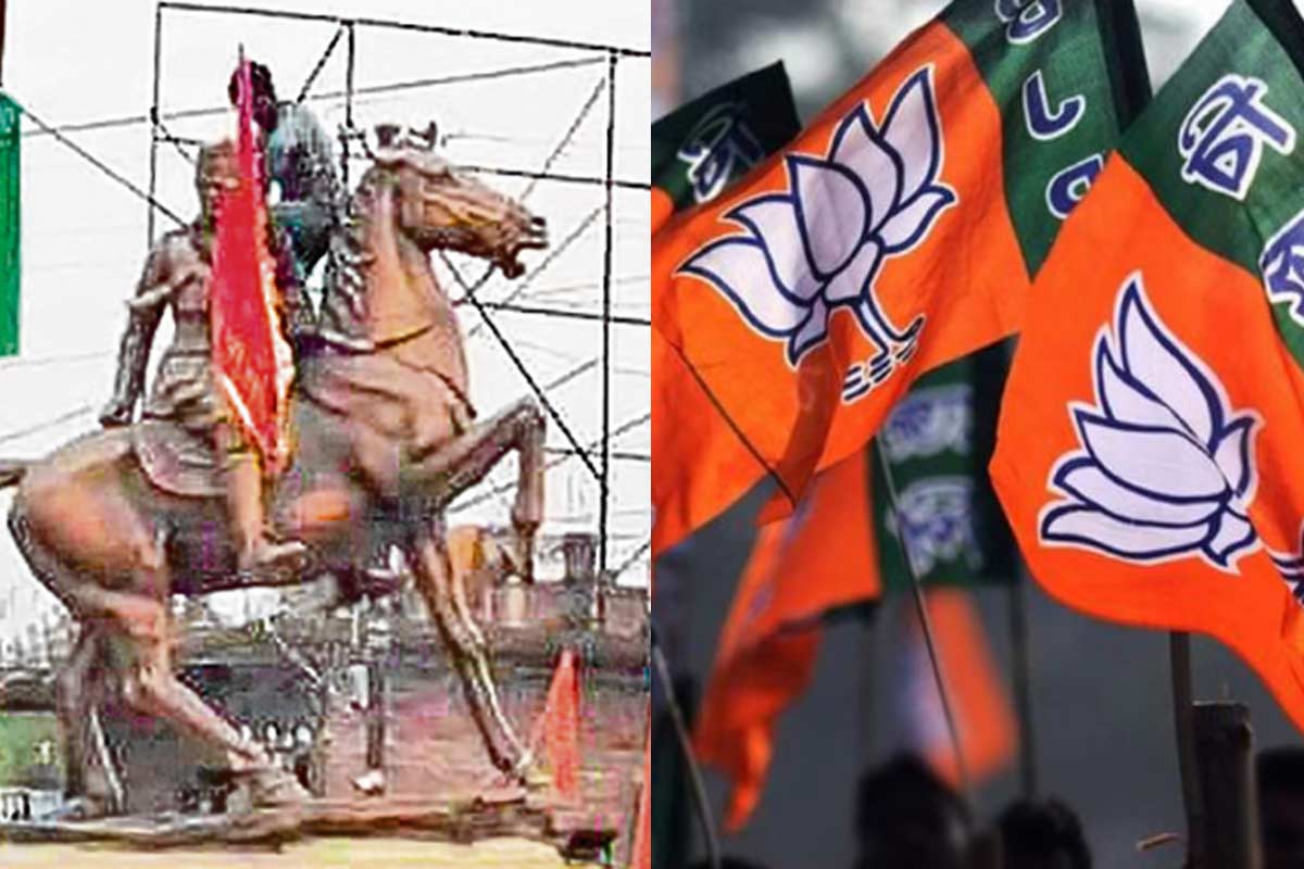 بی جے پی نے نیتا جی کی توہین کی! محب وطن نیتا جی سبھاش چندر بوس کے مجسمہ کے کندھوں پر زعفرانی پرچم