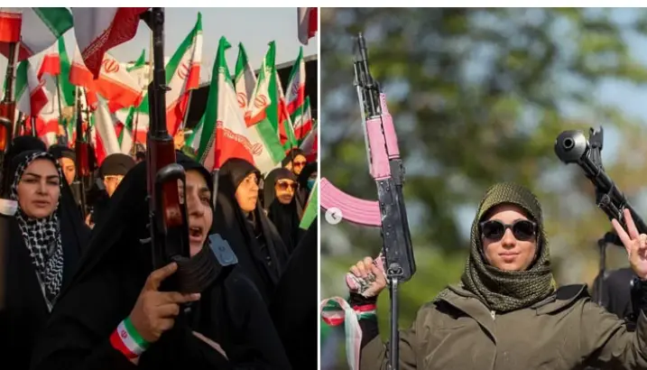 ایران: حکومت کے حق میں مظاہرے، اسلحہ بردار خواتین بھی سامنے آگئیں