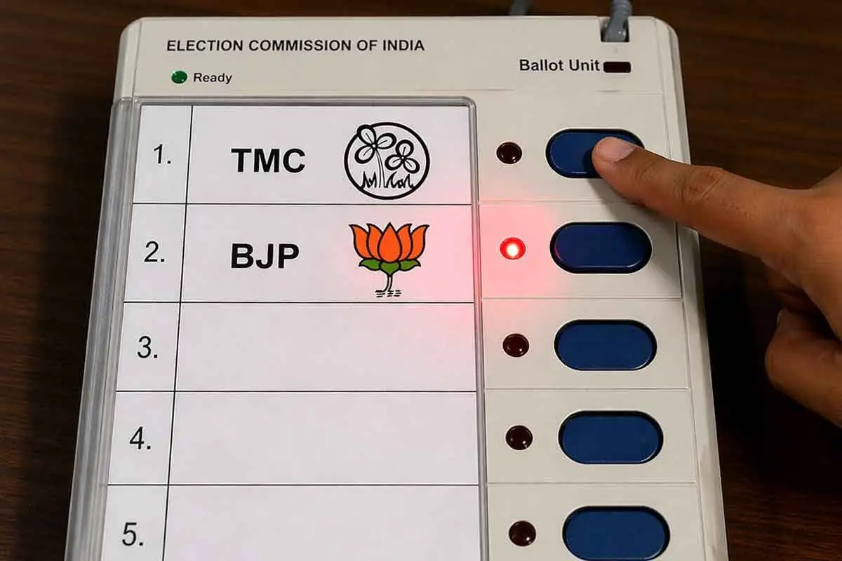 ترنمول کا بٹن دبانے پر ووٹ بی جے پی کو جا رہا ہے