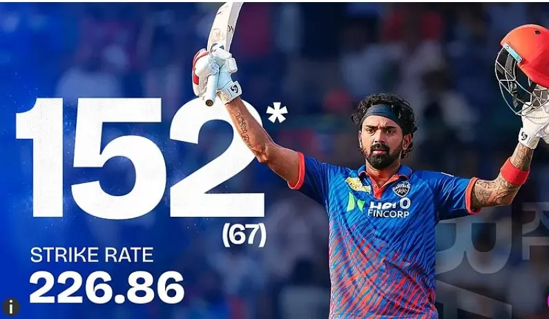 آئی پی ایل 2026: چھکوں-چوکوں کی بارش کر کے ایل راہل نے بنا ڈالا نیا ریکارڈ، 67 گیندوں پر بنائے 152 رن