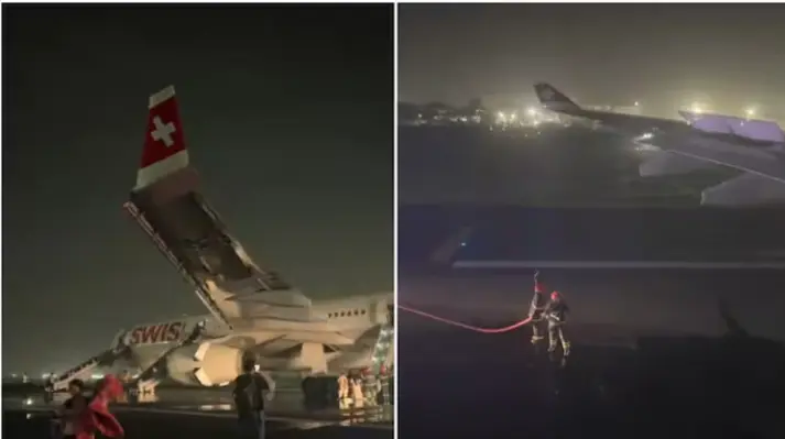 سوئس ایئر طیارے کی دہلی ایئرپورٹ پر ایمرجنسی لینڈنگ، بروقت کارروائی سے ٹل گیا بڑا حادثہ، 6 مسافر زخمی