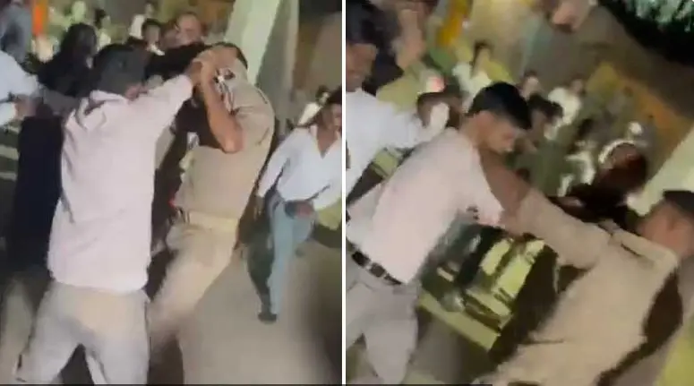 باراتیوں کا ہنگامہ، مشتعل بھیڑ نے پولیس عہدیداروں کو دوڑا دوڑا کر پیٹا