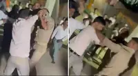 باراتیوں کا ہنگامہ، مشتعل بھیڑ نے پولیس عہدیداروں کو دوڑا دوڑا کر پیٹا