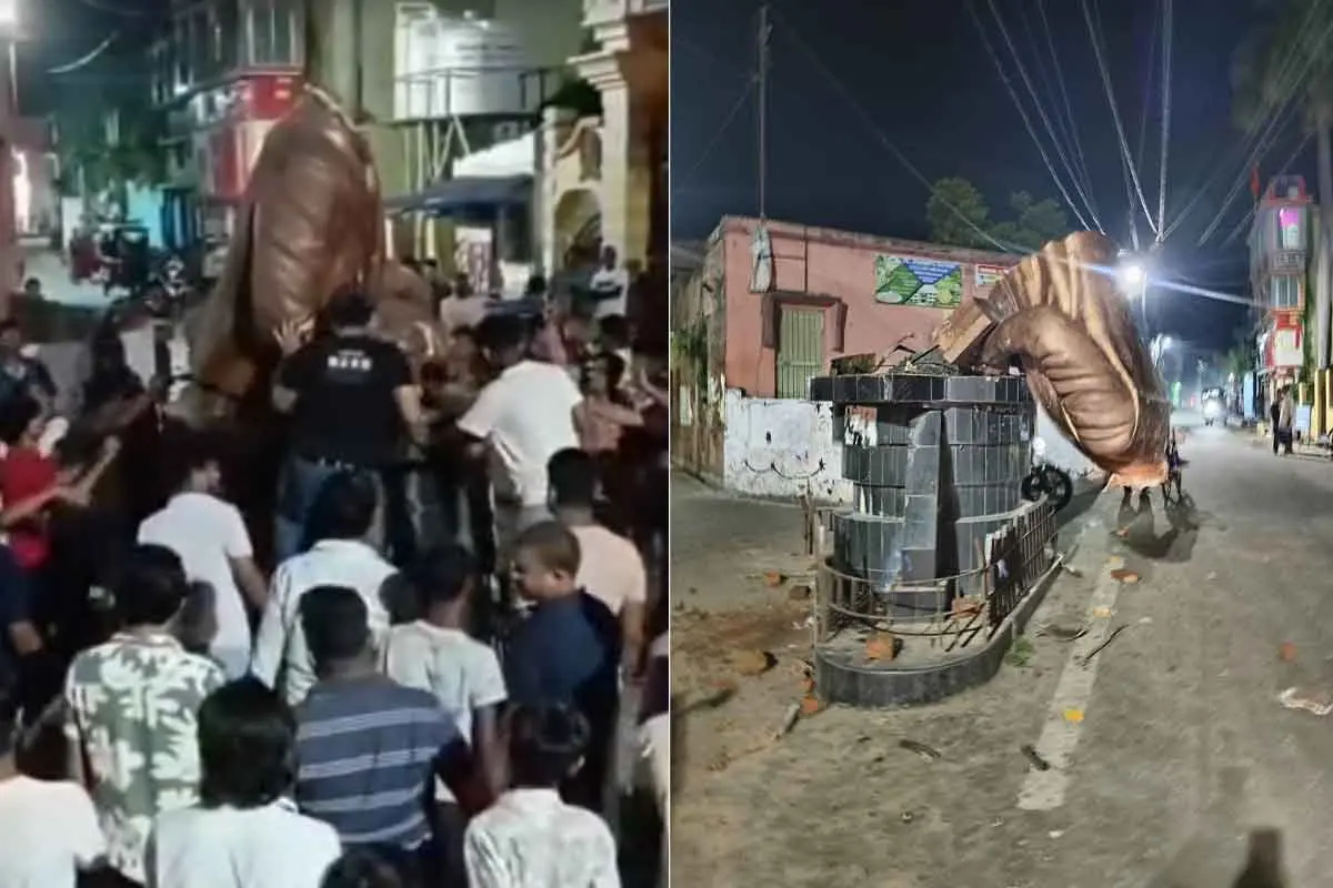 جئے شری رام کے نعروںکے درمیان لینن کی مورتی توڑ دی گئی