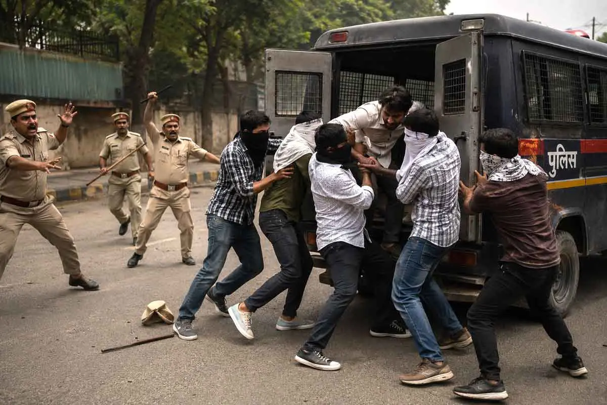 فلمی اندا ز میں پولس جیپ پر حملہ کرکے شرپسندوں نے ملزم کو چھین لیا