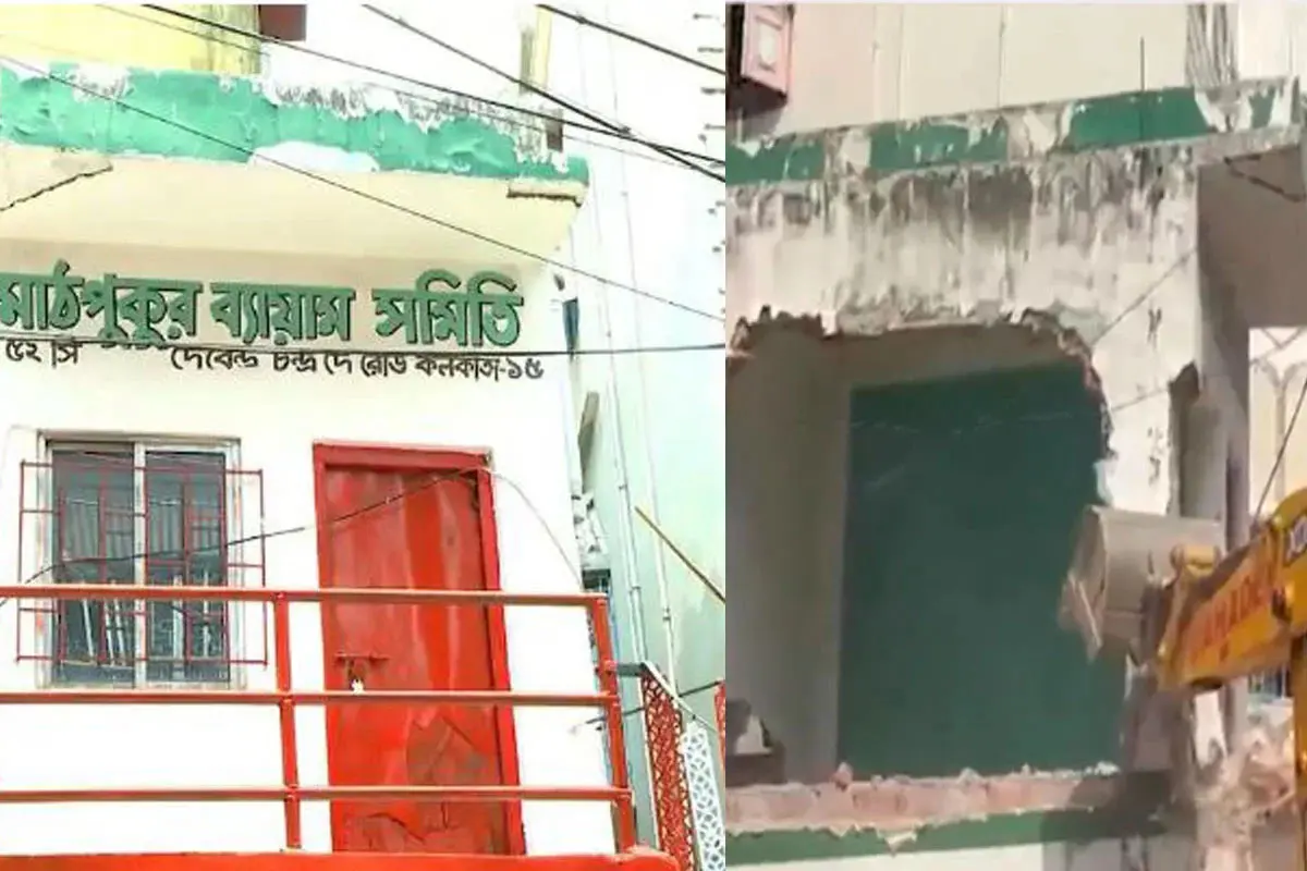 ترنمول کانگریس کے دفتر کو بولڈوزر سے گرا دیا گیا