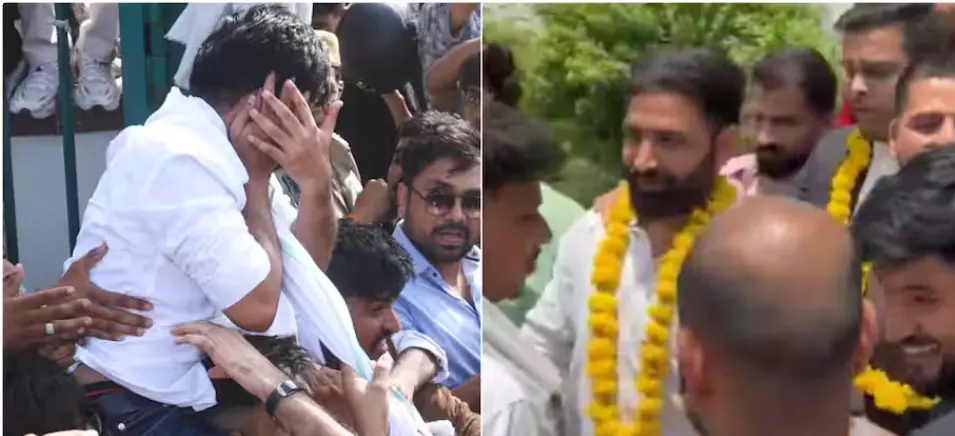 "جے پور:کاکروچ جنتا پارٹی کے بانی  ابھیجیت دیپکے پر حملہ کرنے والے ملزمان کی رہائی، حامیوں  نے پہنا ئے پھولوں کے ہار"