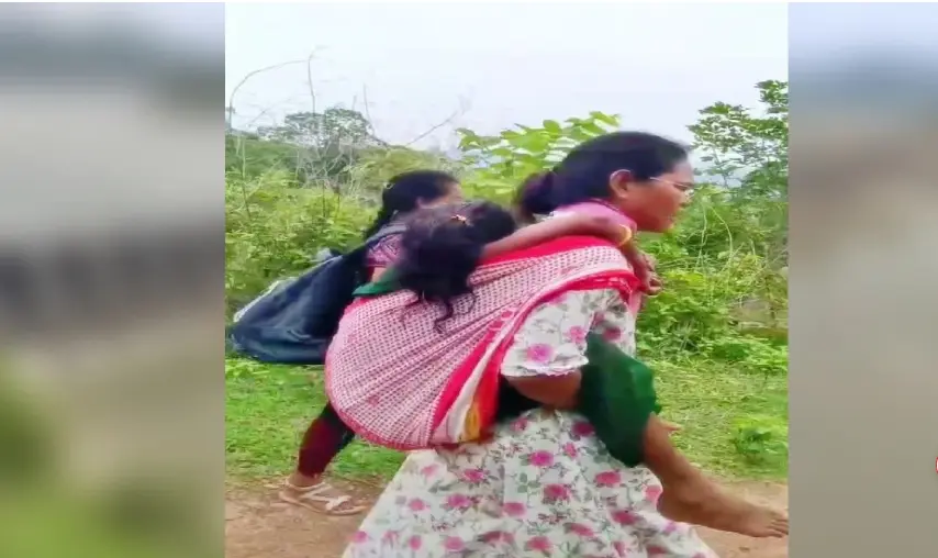 بخار میں مبتلا طالبہ کو چھ کلومیٹر تک کندھوں پر اٹھا کر چلی، اب وارڈن ہیما کی ہو رہی پذیرائی