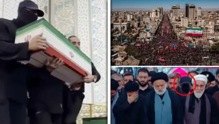 سابق ایرانی سپریم لیڈر علی خامنہ ای شہید کی نمازِ جنازہ میں پراسرار نقاب پوش کون تھا؟ شناخت ہو گئی