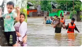 آسام میں تباہ کن سیلاب:   درخت سے چمٹا بچہ اور پتے کھانے پر مجبور خاندان: نذیرا سے وائرل ویڈیو نے دل دہلا دیے
