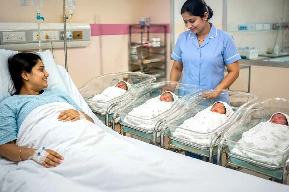 شانتی پور میں ایک خاتون نے بیک وقت چار بچوں کو جنم دیا