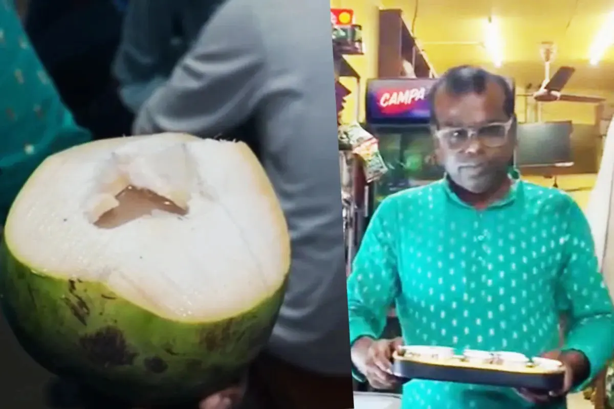 ناریل کے پانی سے بن رہی ہے چائے! چکھنے کے لیے لمبی قطار